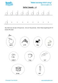 Worksheets for kids - initial sounds-d
